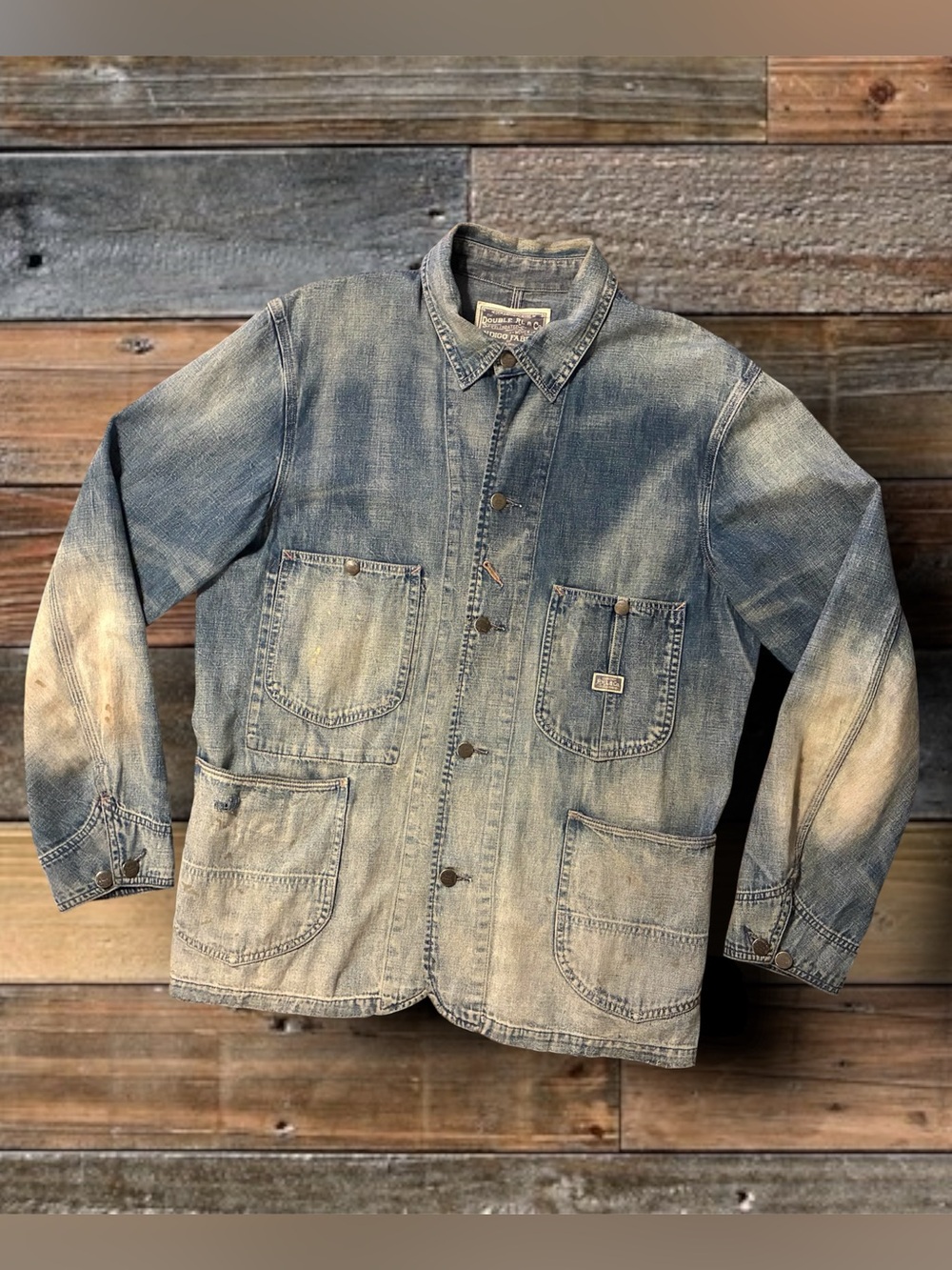 DOUBLE RL RALPH LAUREN RRL DISTRESSED/FADED ENGINEER’S JACKET- MEN’S SIZE LARGE